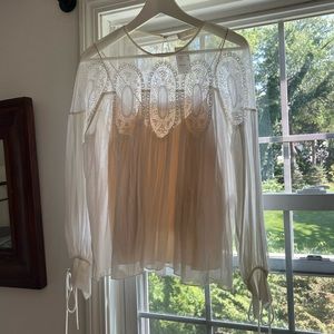 NWT Chloé White Lace Shoulder Blouse sz 36